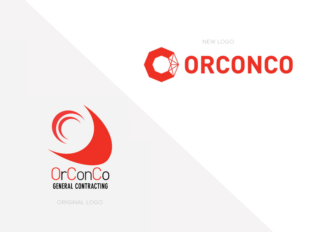 Comparison between old logo and new logo designed by Square 205 for Orconco